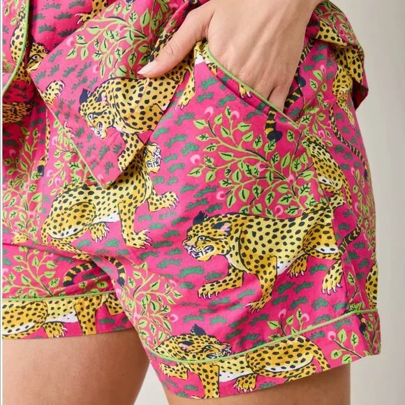 NWT $148 PRINTFRESH Hot Pink Organic Cotton Short PJ Set Bagheera Print Sz 4X - Picture 5 of 8